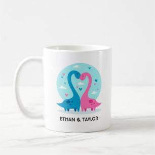 Süßes Dinosaurier-Paar personalisierter Valentinst Kaffeetasse