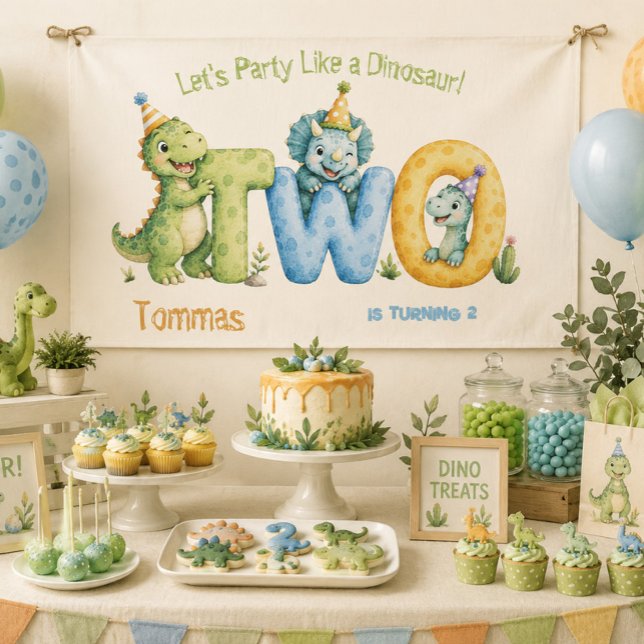 Süßes Dinosaurier-Themen-2. Geburtstag Banner (Von Creator hochgeladen)