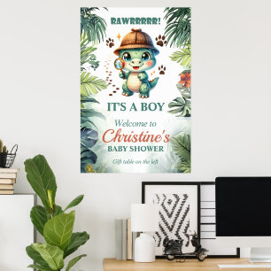 Süßes Dinosaurier-Themen-Baby-Shower Poster