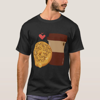 Süßes Donut- und Kaffee-Paar Valentinstag-Design T-Shirt