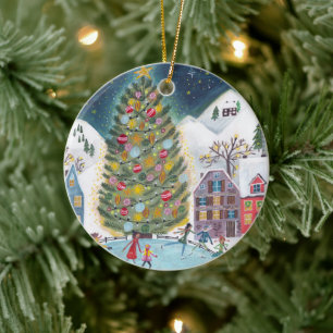 Süßes Dorf erstes Weihnachten als Großeltern Foto Keramik Ornament