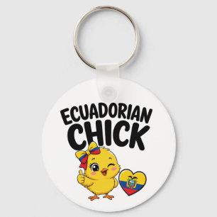 Süßes Ecuadorianisches Huhn mit Ecuador-Flagge Her Schlüsselanhänger