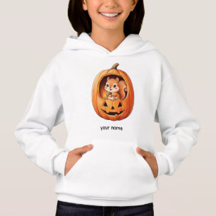 Süßes Eichhörnchen in einem Halloween-Kürbis Jack Hoodie