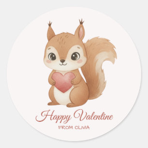 Süßes Eichhörnchen mit Herz Valentinstag Runder Aufkleber