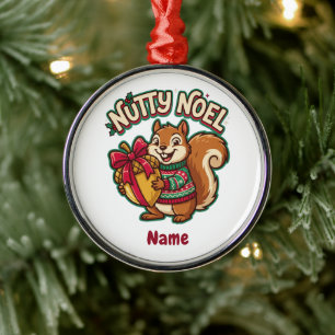 Süßes Eichhörnchen-Weihnachtsornament, Nutty Noel Ornament Aus Metall