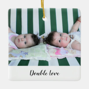 Süßes Ein-Foto-Zwillinge Doppelte Liebe Keramikornament