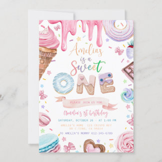 Süßes eine Süßigkeiten Dessert Donut Candy Geburts Einladung