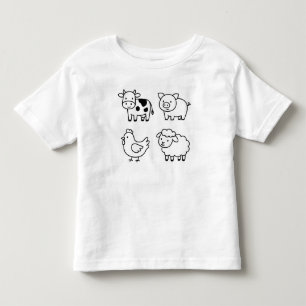 Süßes & Einfaches Bauernhoftier-Umriss-T-Shirt Kleinkind T-shirt