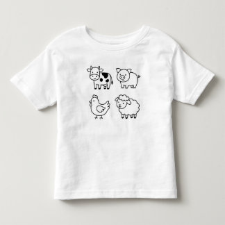 Süßes & Einfaches Bauernhoftier-Umriss-T-Shirt Kleinkind T-shirt