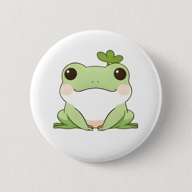 Süßes einfaches Chibi-Frosch-Natur-Kawaii-Design Button (Vorderseite)