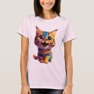 Süßes einfaches Design in Farbe für Katzenliebhabe T-Shirt