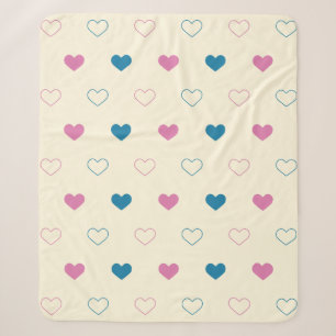 Süßes einfaches Herz-Muster blau rosa creme Sherpadecke