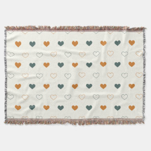 Süßes einfaches Herz-Muster Orange Creme Grün Decke