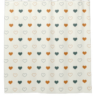 Süßes einfaches Herz-Muster Orange Creme Grün Duschvorhang