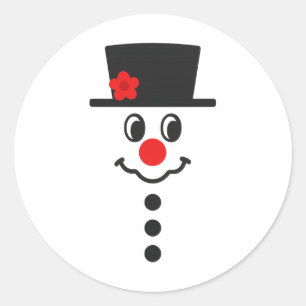 Süßes einfaches Schneemann-Gesicht Winter Weihnach Runder Aufkleber