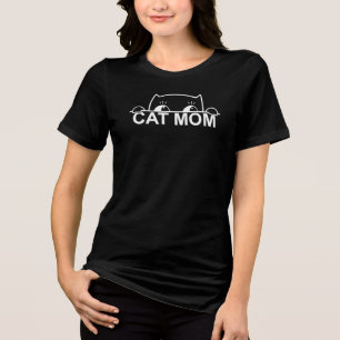 Süßes einfaches schwarzes Katzenliebhaber-Mama-Dam Tri-Blend Shirt