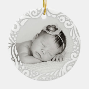 Süßes einfaches weißes kundenspezifisches Foto  Keramik Ornament