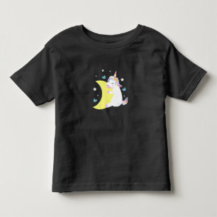 Süßes Einhorn auf dem Mond – Benutzerdefiniert Bab Kleinkind T-shirt