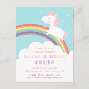 Süßes Einhorn auf dem Regenbogen Mädchen Geburtsta Einladung