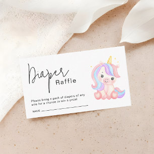 Süßes Einhorn-Baby-Shower-Windel-Raffle-Ticket Begleitkarte