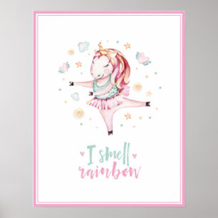 süßes Einhorn Ballerina Mädchen rosa Kinder Poster