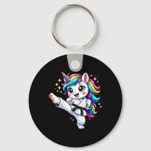 Süßes Einhorn, das Karate Taekwondo Einhorn spielt Schlüsselanhänger