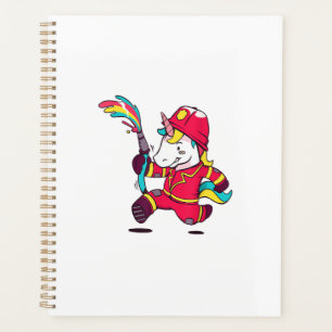 Süßes Einhorn-Feuerwehrmann-Cartoon-Regenbogen-T-S Planer