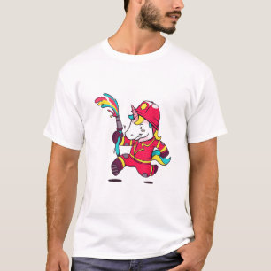 Süßes Einhorn-Feuerwehrmann-Cartoon-Regenbogen-T-S T-Shirt