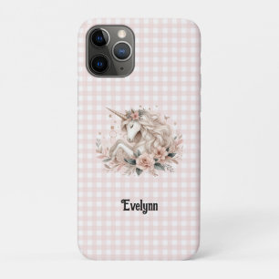 Süßes Einhorn Florales Pastell Gingham-Muster Case-Mate iPhone Hülle
