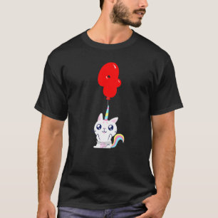 Süßes Einhorn Katze 4. Geburtstag Kinder Ballonpar T-Shirt