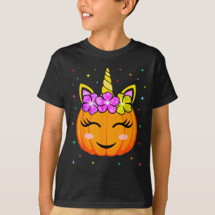 Süßes Einhorn-Kürbis-Mädchen-Kinder Lustiges Hallo T-Shirt