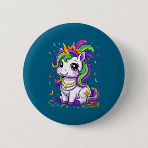 Süßes Einhorn Mardi Gras Karneval Fett Dienstag Mä Button