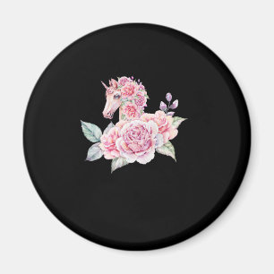 Süßes Einhorn mit Blumen Florales Einhorn Mädchen Magnet