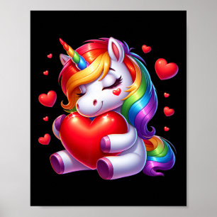 Süßes Einhorn mit Herz Valentinstag für Mädchen W Poster