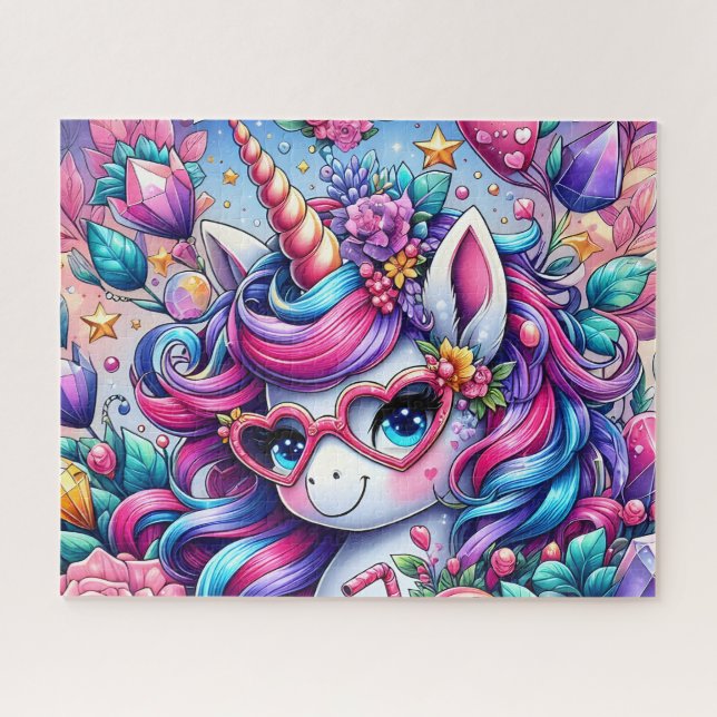 Süßes Einhorn mit Herzbrille (Horizontal)