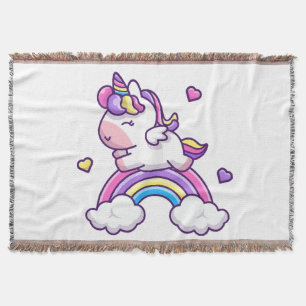 Süßes Einhorn mit Regenbogen-Cartoon Decke