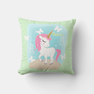 Süßes Einhorn mit Schmetterlingen. Kissen