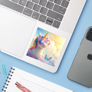 Süßes Einhorn mit Sonnenbrille: Magisch und Lustig Aufkleber