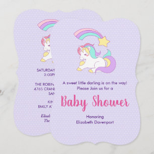 Süßes Einhorn mit Sternschnuppe-Baby-Party Einladung