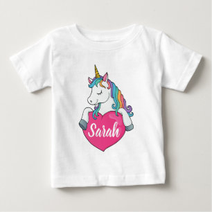 Süßes Einhorn personalisierter Name  Baby T-shirt