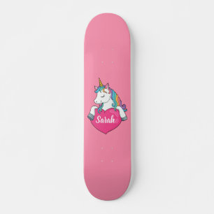 Süßes Einhorn personalisierter Name Skateboard