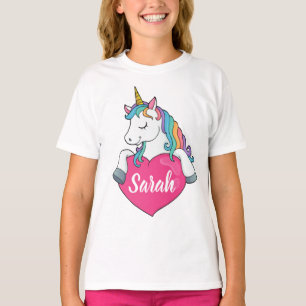 Süßes Einhorn Personalisiertes Namens-T-Shirt T-Shirt