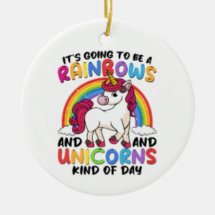 Süßes Einhorn Regenbogen Lustig Keramik Ornament