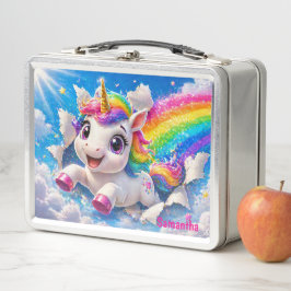 Süßes Einhorn Regenbogen Magischer Himmel Metall Brotdose