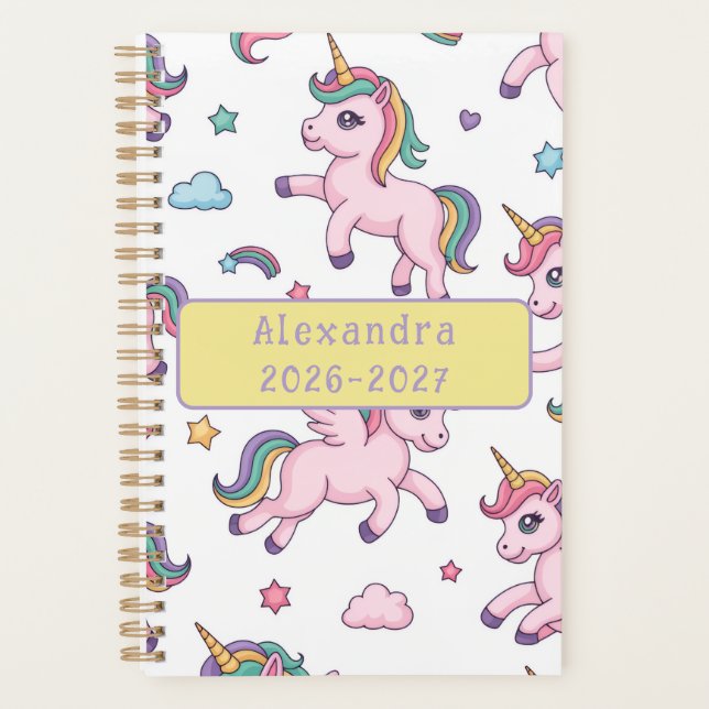 Süßes Einhorn Regenbogen Planer (Vorderseite)