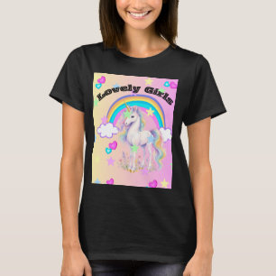Süßes Einhorn Regenbogen Sterne & Herzen Magische T-Shirt