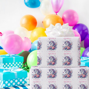 Süßes Einhorn Rosa Lila Glitter Mädchen Geburtstag Geschenkpapier