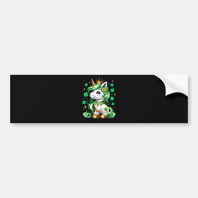 Süßes Einhorn Shamrock St. Patrick's Day Autoaufkleber (Vorne)