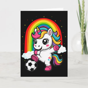 Süßes Einhorn spielt Fußball _1 Karte