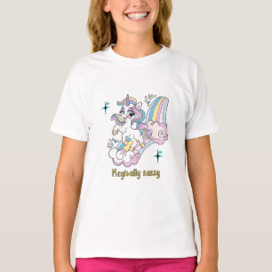 Süßes Einhorn T-Shirt-Design im Regenbogenstil T-Shirt